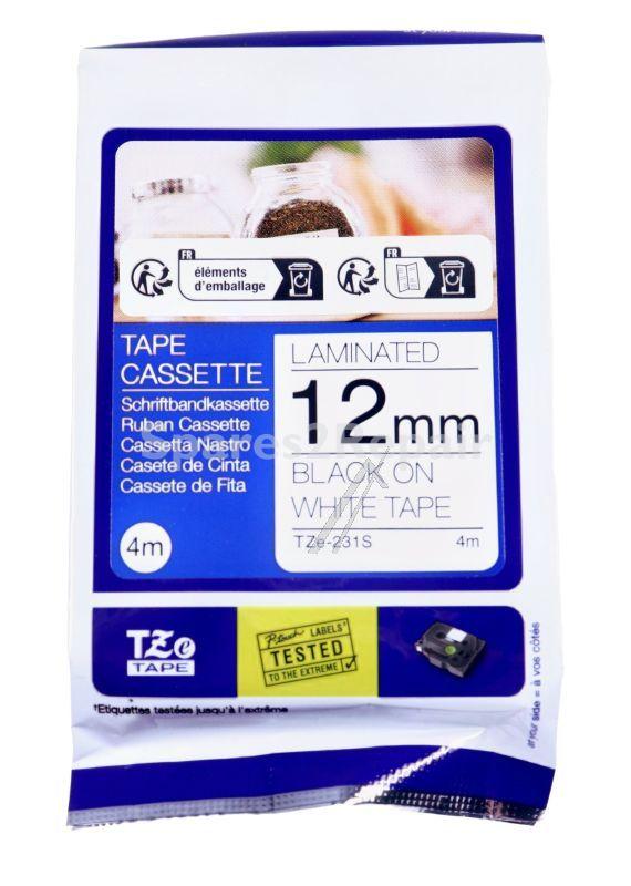 Brother Scripture Tape For Lettering D - Tze231s Suitable For Brother Band Weiss-schwarz 12mm-4m