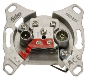 Fuba Pass Outlet - Gad 207 Gad 207 Aerial Outlet Socket, 2-way, 7,5db, 5-1006mhz