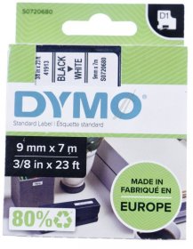 Dymo Scripture Tape For Lettering D - Dymo D1 Schriftband 9mmx7m, Schwarz Auf Weiss