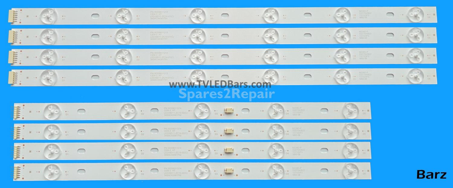 Barz LED Backlight Array Polaroid MHDV3911-S7 39" LED39D11-ZC14-03 8pcs