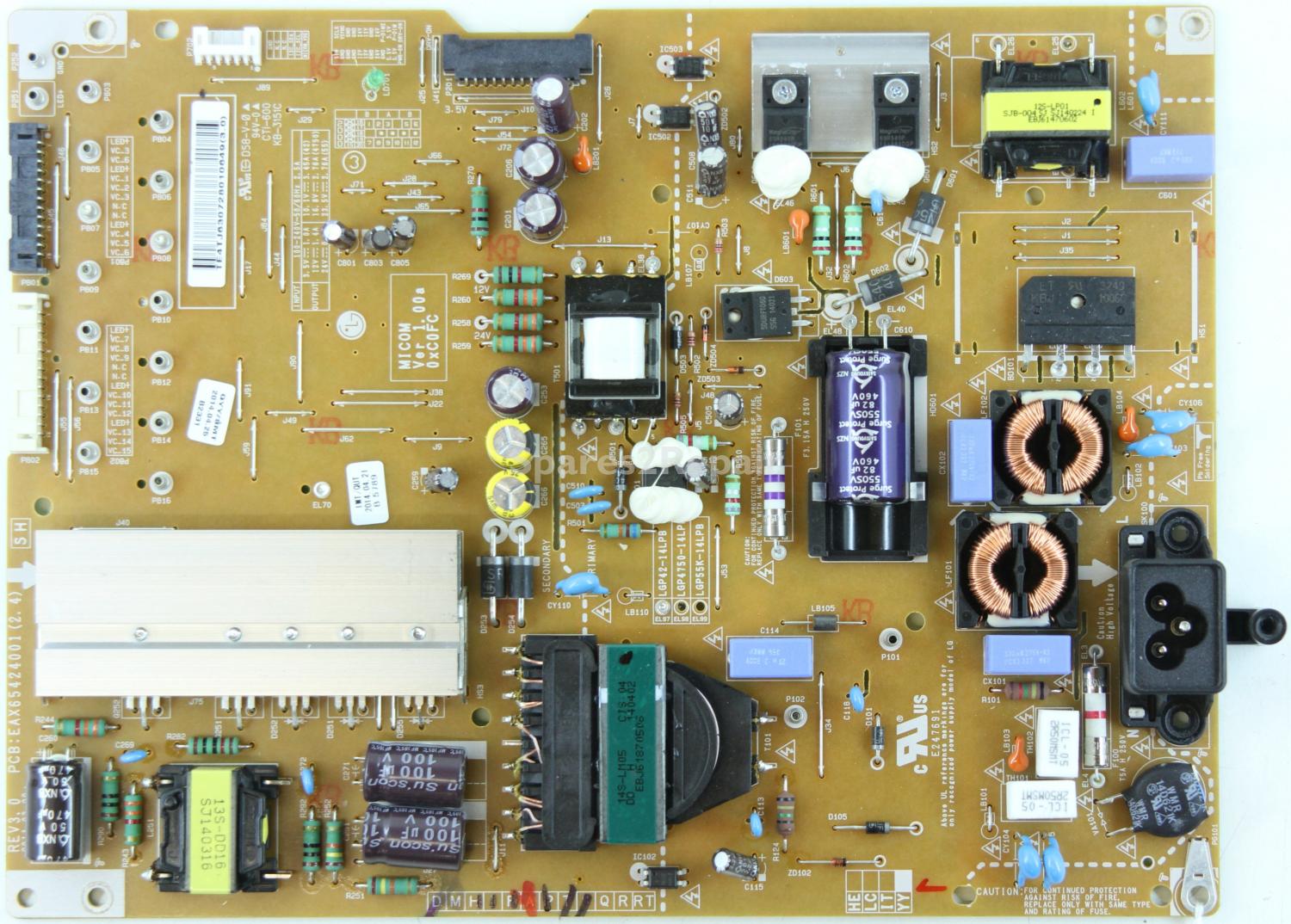 LG 42LB730V - Power Supply - EAY63072801 - REV3.0 - EAX65424001(2.4) - LGP42-14LPB - YY