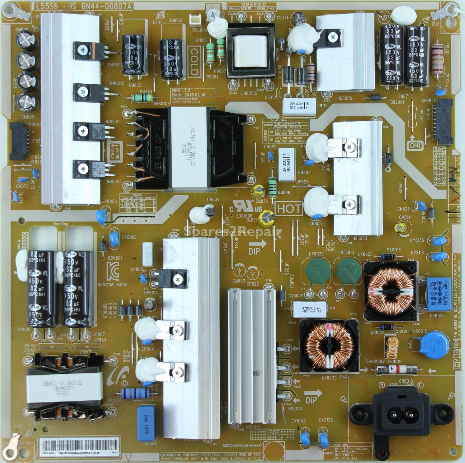 Samsung UE55JU6500K - Power Supply - BN44-00807A - REV:1.2 - L55S6_FHS