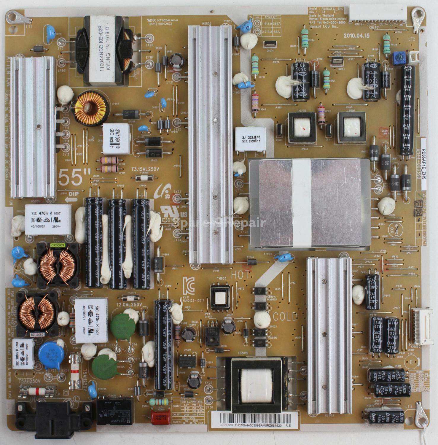 Samsung UE55C6000RW - PSU - BN44-00359B - PD55AF1E_ZHS - PD55AF1U_ZHS - Rev 1.3