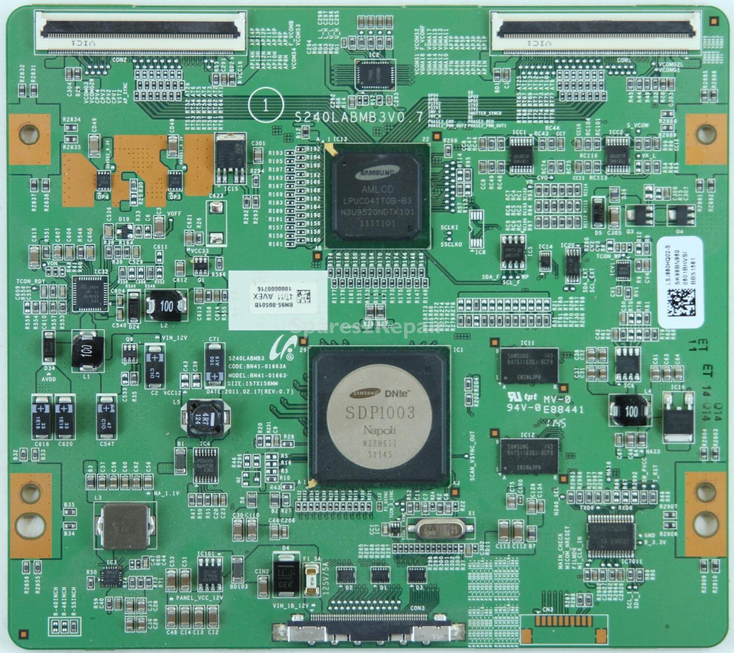 Samsung UN55D7050XF - T-Con - BN95-00501B - BN41-01663A - S240LABMB3V0.7 - LSJ550HQ02-S