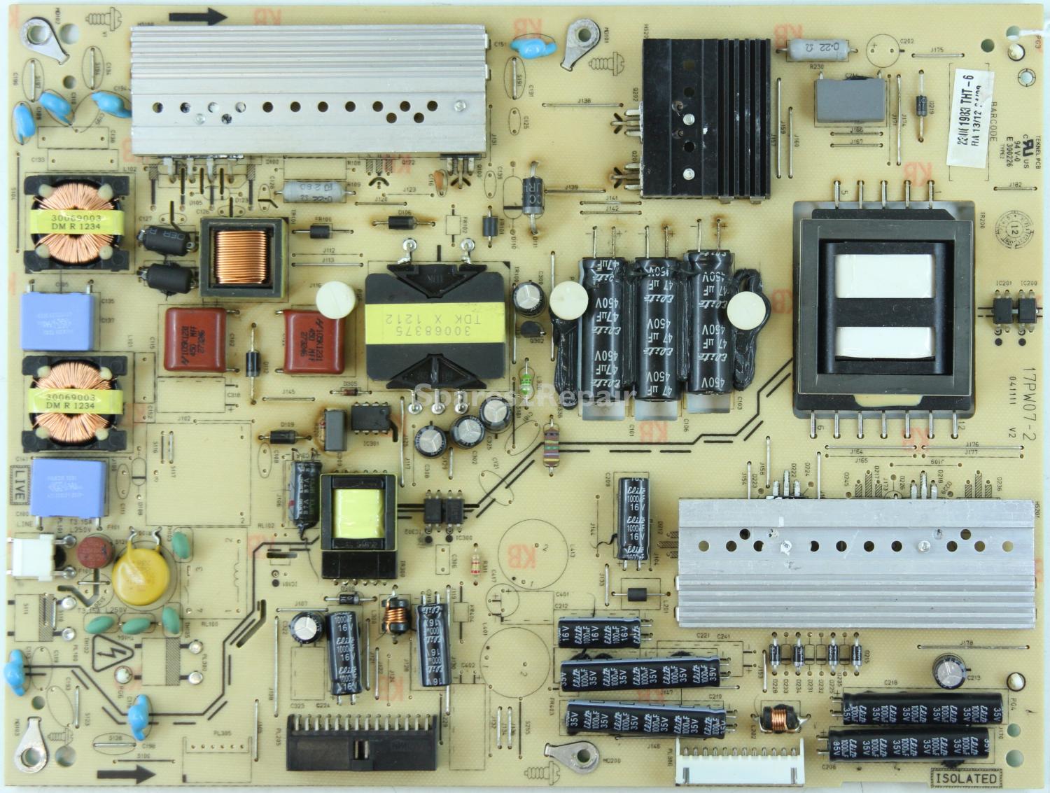 Toshiba 40L1353B - Power Supply - 23061983 - 17PW07-2 - V2 - 041111