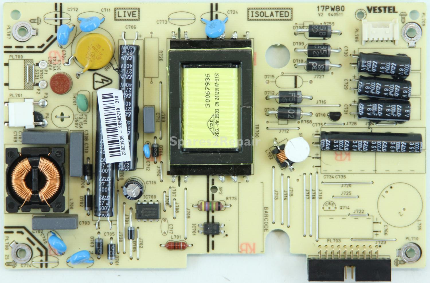 Toshiba 22DL702B - PSU - 17PW80 V2 - 040511 - 23023938