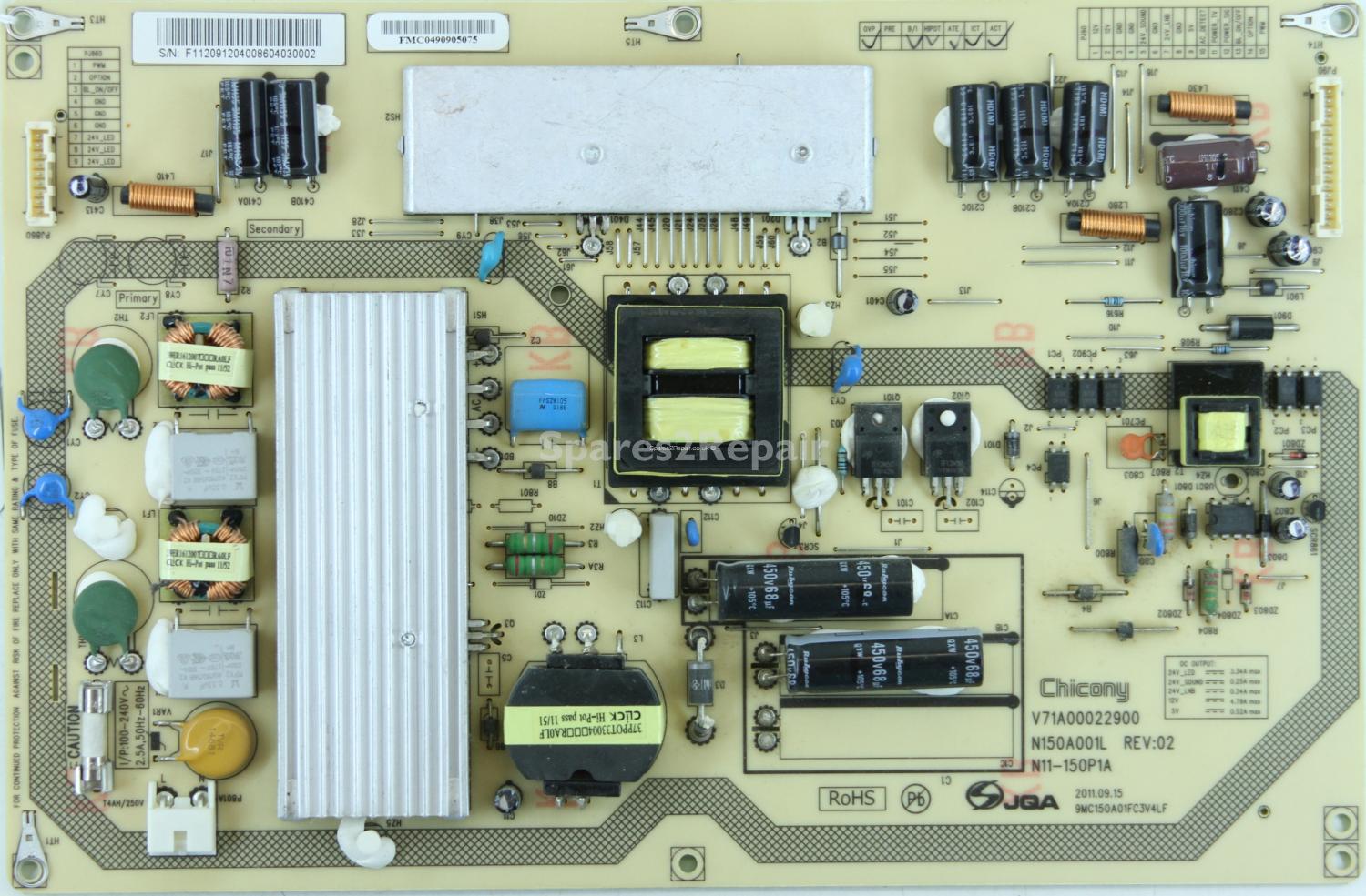 Toshiba 46TL963 - PSU - V71A00022900 - N150A001L - REV:02 - N11-150P1A