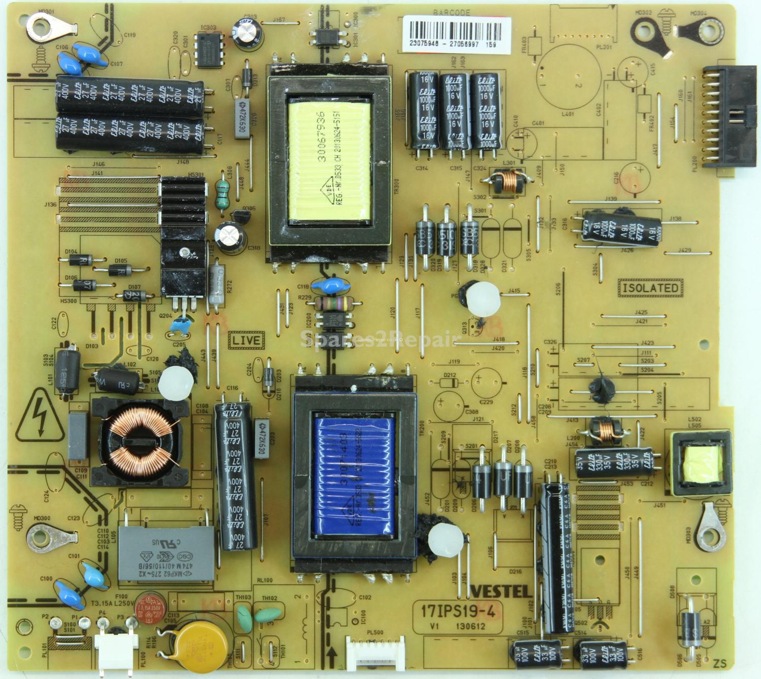 Toshiba LED32127HDCNTD - PSU - 17IPS19-4 - V1 - 130612 - 23075948